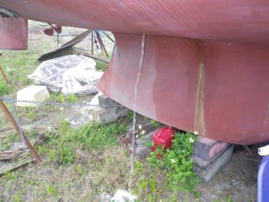 holes drilled into the hull of Catalina 30 to drain her